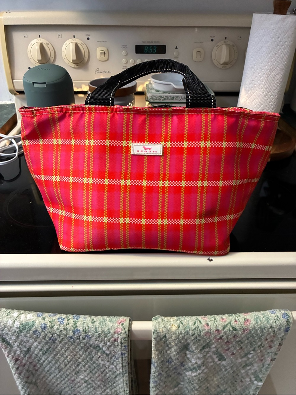 Plaid scout lunch bag